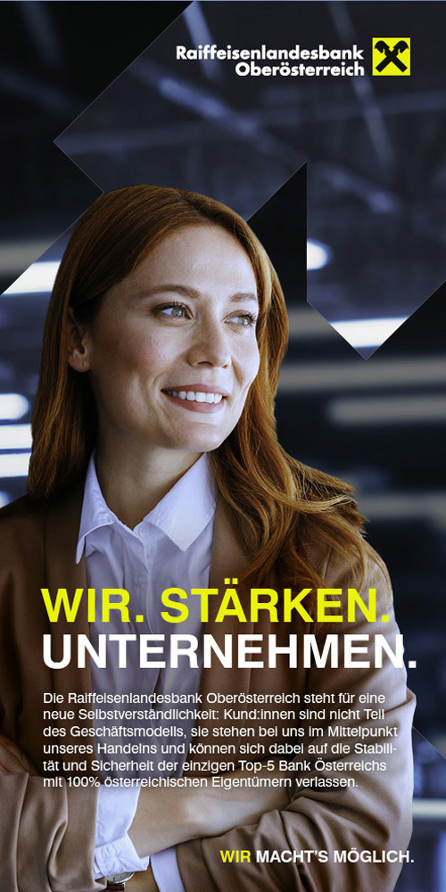 Sitebar — Ihre Platzierung, Beispielsujet Raiffeisenlandesbank Oberösterreich