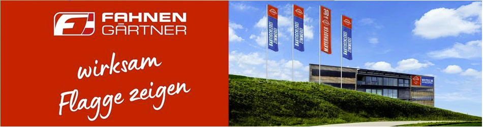 Billboard 950 × 250 — Ihre Platzierung, Beispielsujet Fahnen Gärtner
